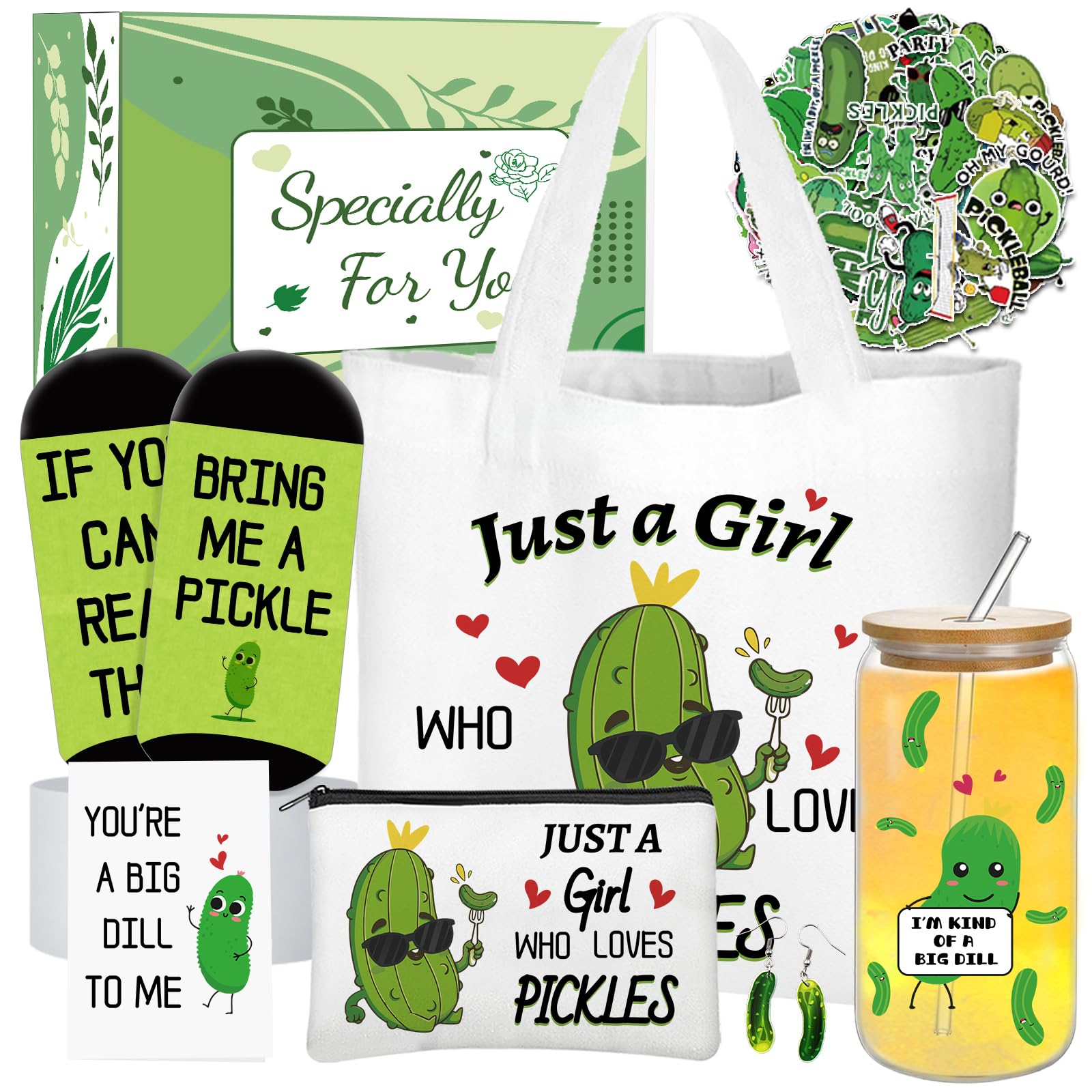 Vaso de vidrio Zhirlyn Pepinillo 16 oz con pajilla para bebidas frías.