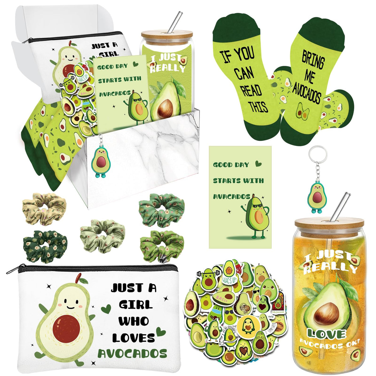Vaso de vidrio Zhirlyn de 16 onzas con aguacate, ideal para bebidas frescas