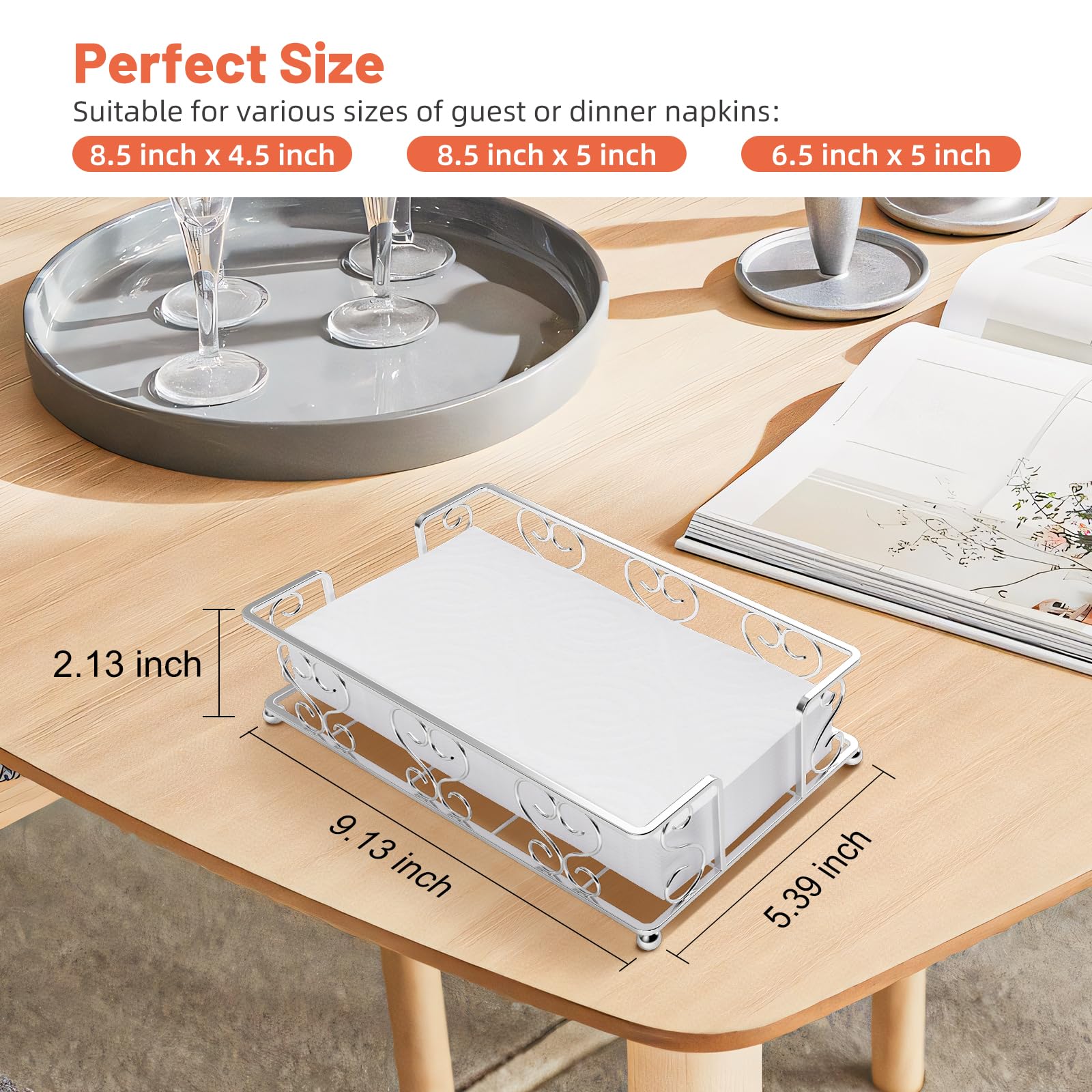 Zhithink dispensador de servilletas en acero inoxidable para mesa de comedor.