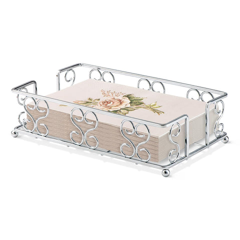 Zhithink porta-servilletas en acero inoxidable con rejilla plateada para mesa elegante.