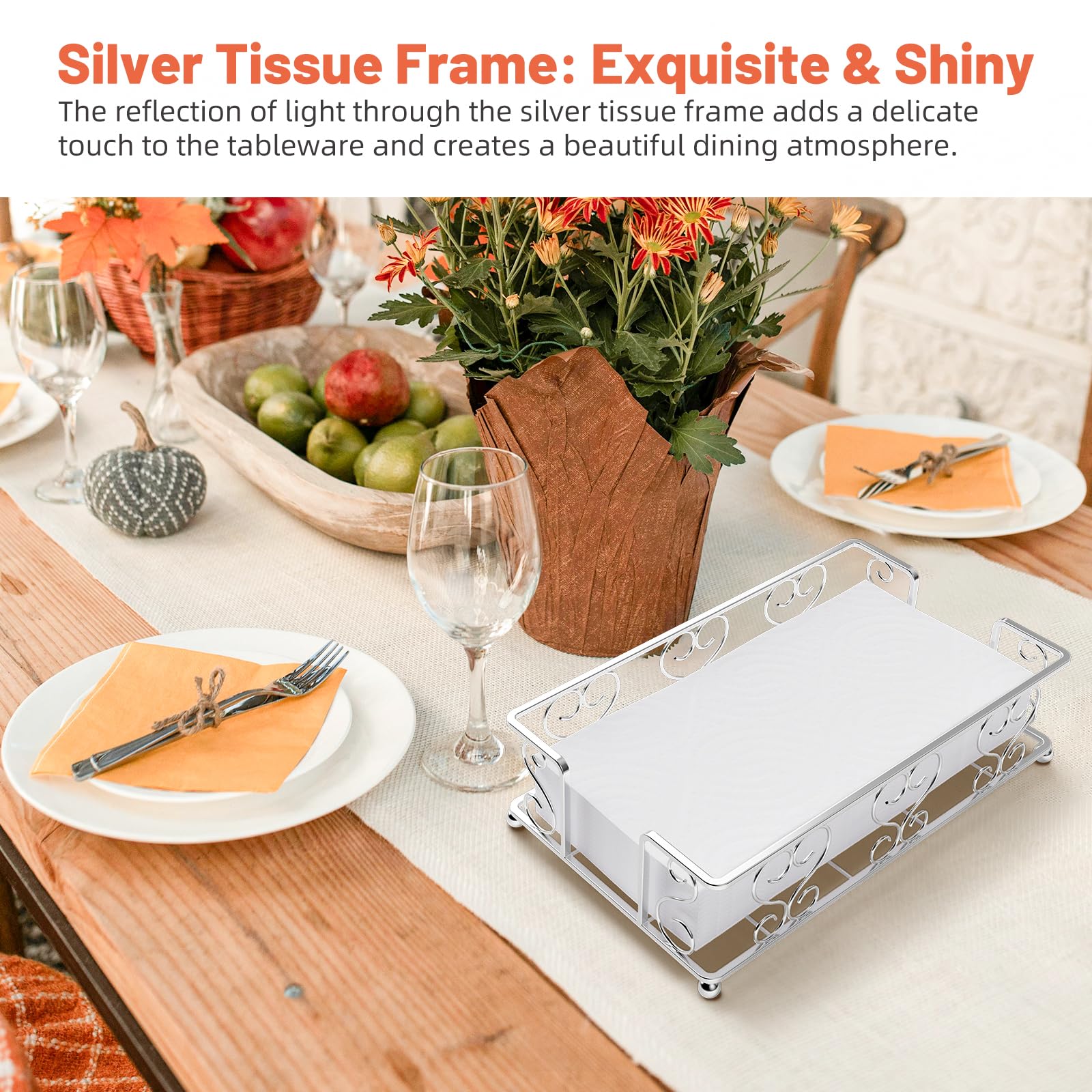 Zhithink porta-servilletas con acabado plateado realza cualquier mesa.