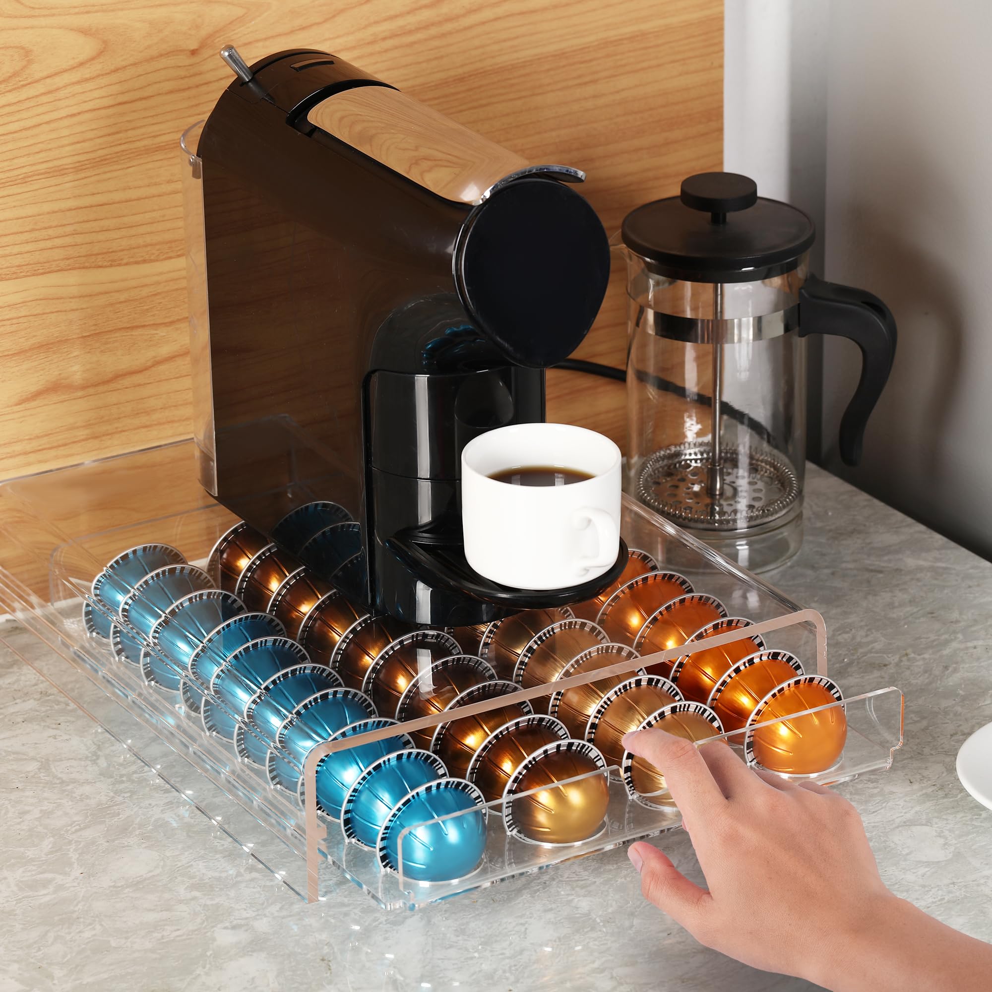 ZhiYo-Life cajón acrílico Vertuo abierto izquierdo para reposición rápida