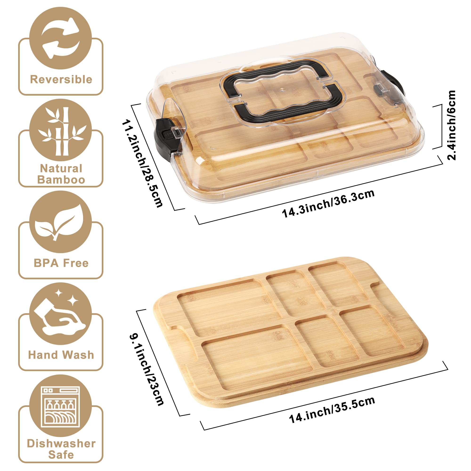 Tablero ZhiYo-Life con tapa transparente abierta para servir al instante.
