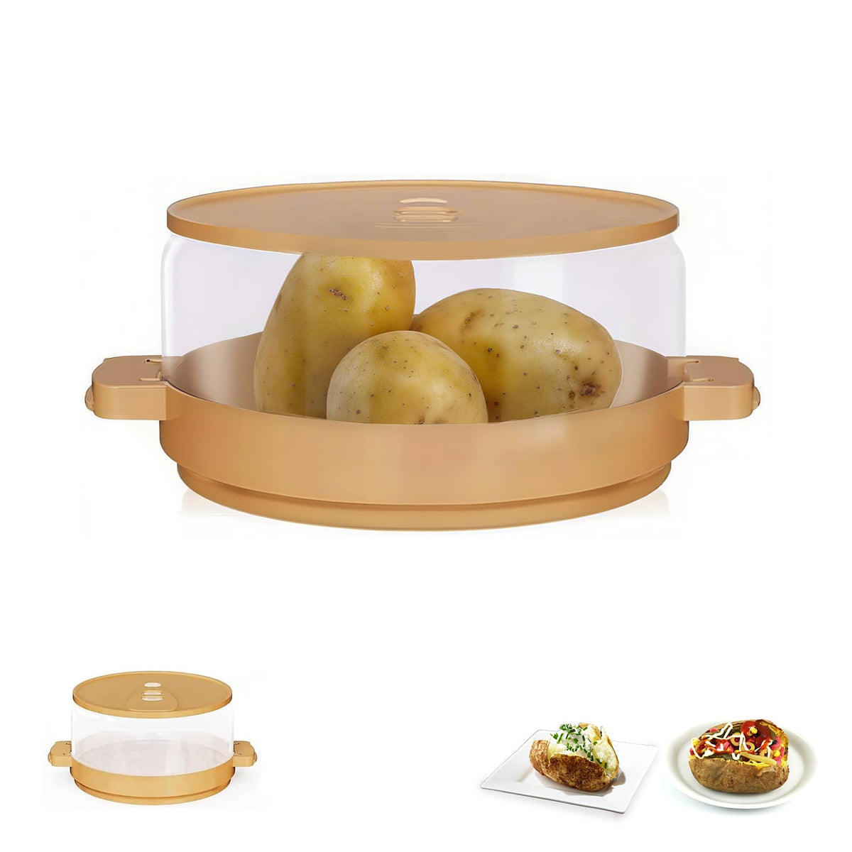 Cocedor de patatas ZHIYUEJING con tapa para microondas, cocción rápida y uniforme.