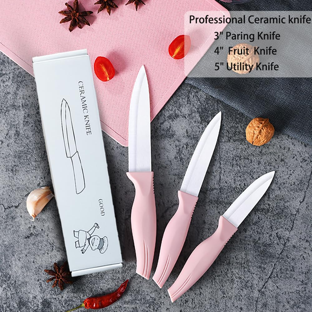 Conjunto rosado Zhiyun de cuchillos ceramicos para cocina general