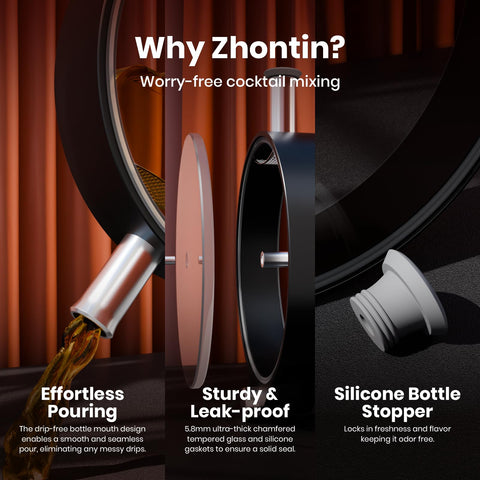Zhontin Porthole infusor de vidrio transparente que exhibe ingredientes flotantes.