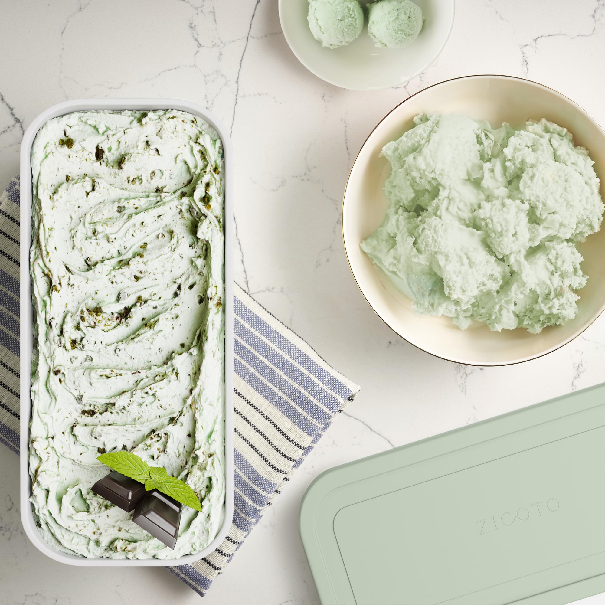 zicoto envases-helado apilables permiten ahorrar espacio en el congelador.