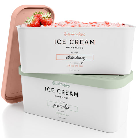 zicoto envases-helado con tapas y etiquetas para distinguir sabores.