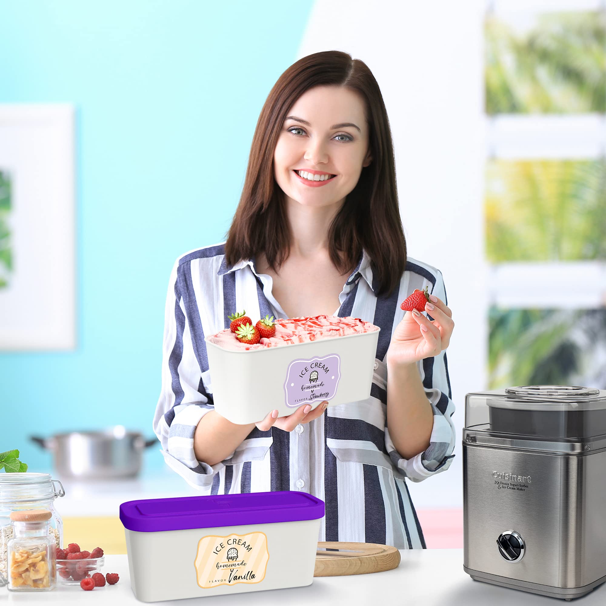 Etiquetas reutilizables ZICOTO facilitan identificar sabores en cada porción de helado.