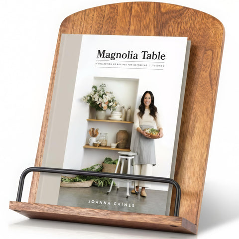 ZICOTO porta-libros de cocina con arco y acabado nogal para lectura manos libres.