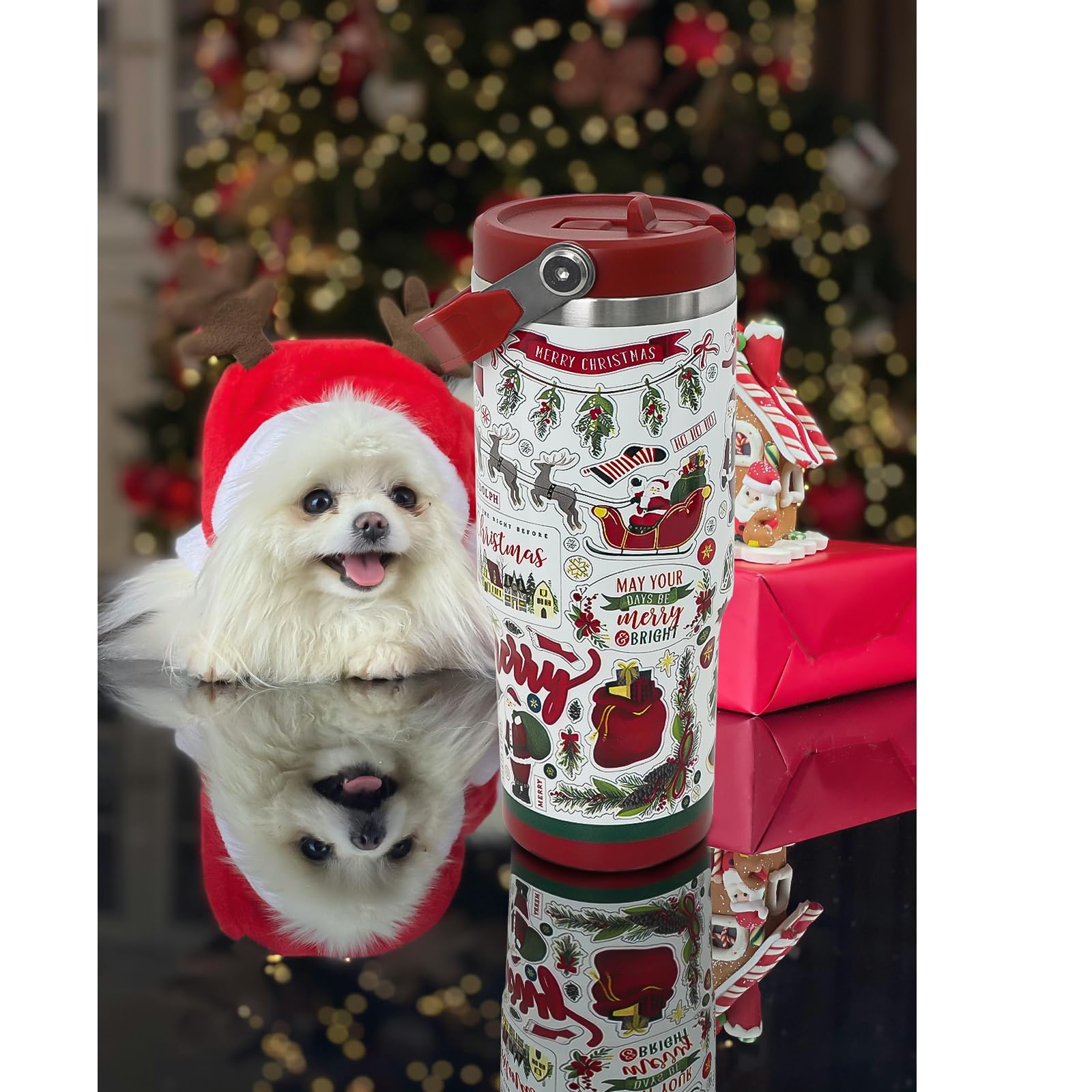 Vaso Zifmrtrwn con diseño Papá Noel rojo, perfecto como regalo festivo.