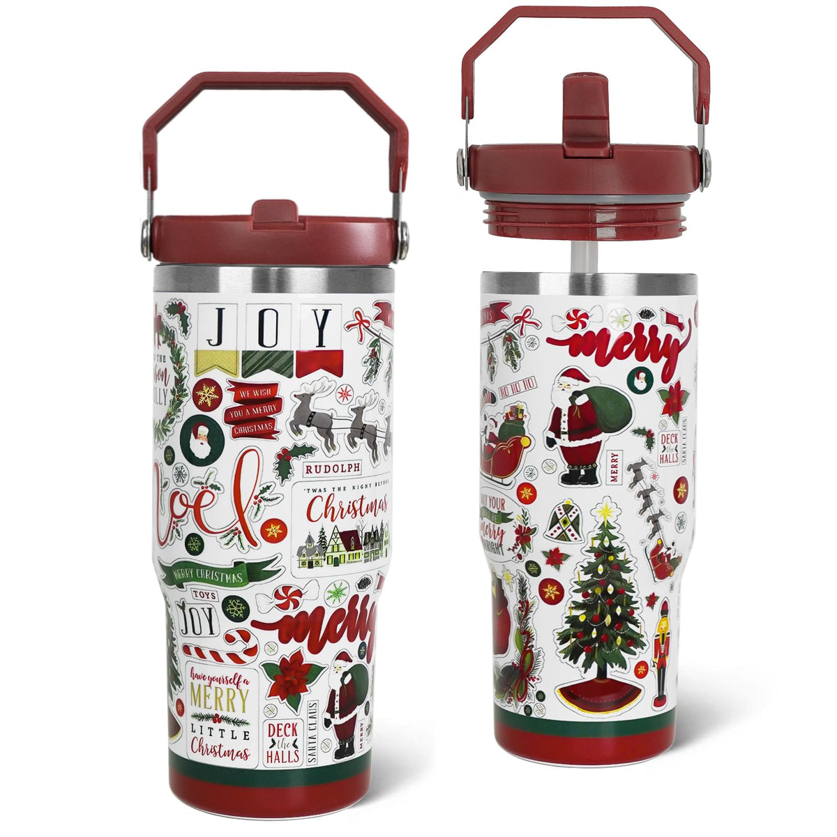 Vaso térmico Zifmrtrwn con asa y pajilla, ideal para llevar bebidas todo el día.
