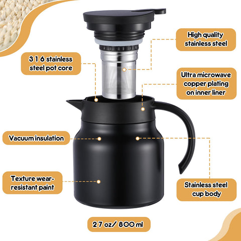 Cafetera termo Ziliny con mango ergonómico para verter sin derrames.