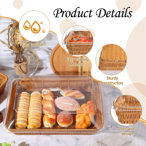 Cesta Ziliny para pan con tapa acrílica, detalle claro que facilita ver el contenido.