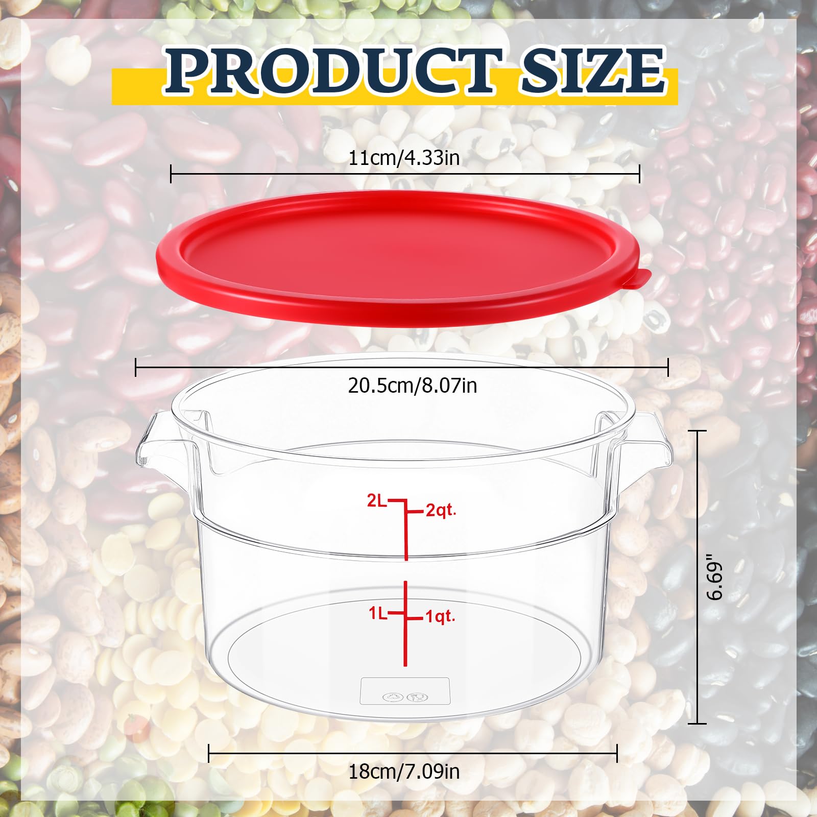 Ziliny contenedor transparente 2cuartos para frutas y verduras, fácil identificación
