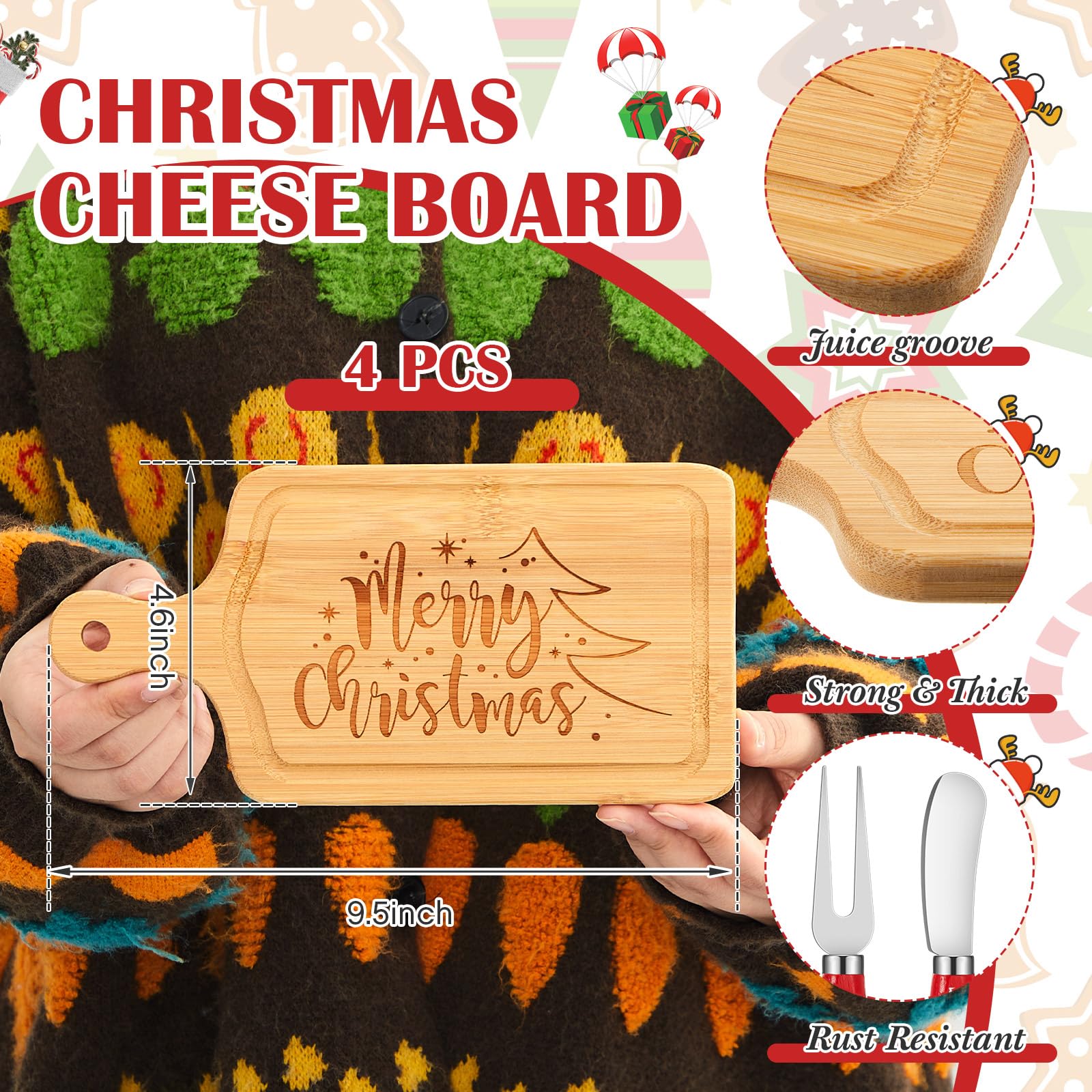 Ziliny cuchillos-queso-navidad-cuadrados: cortes precisos para presentaciones impecables.