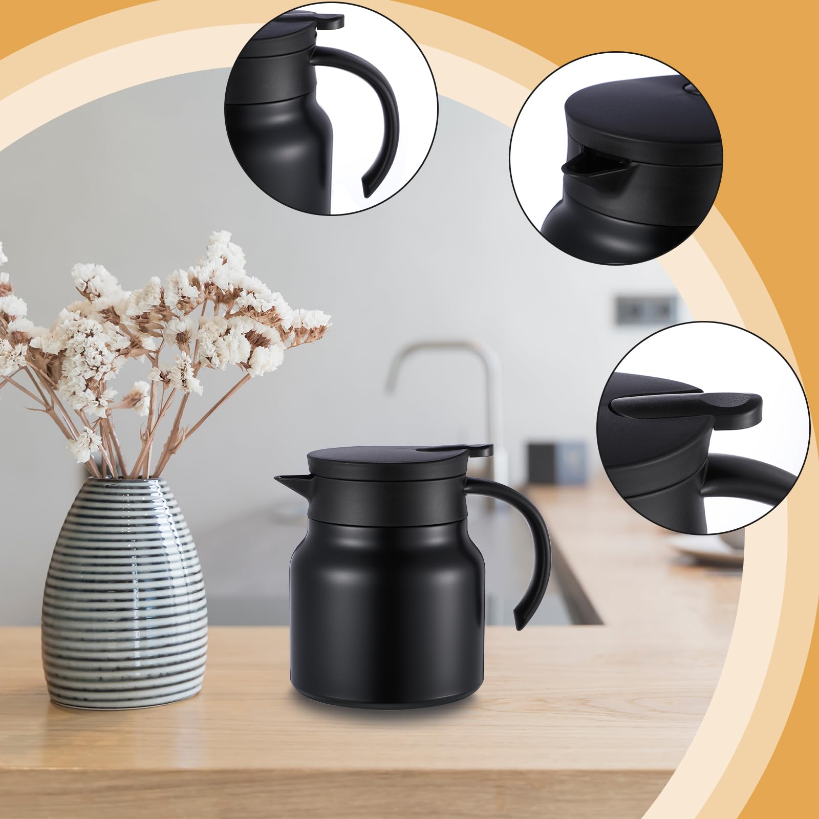 Cafetera térmica Ziliny, capacidad 800 ml para bebidas calientes o frías.