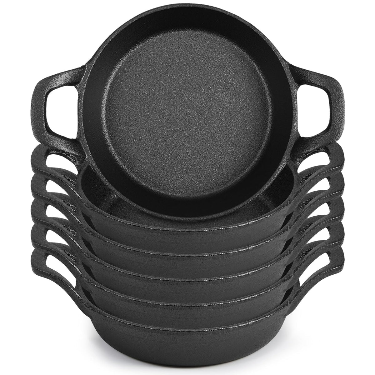 Sartén Ziliny mini de hierro forjado, juego de seis, perfecto para porciones pequeñas.