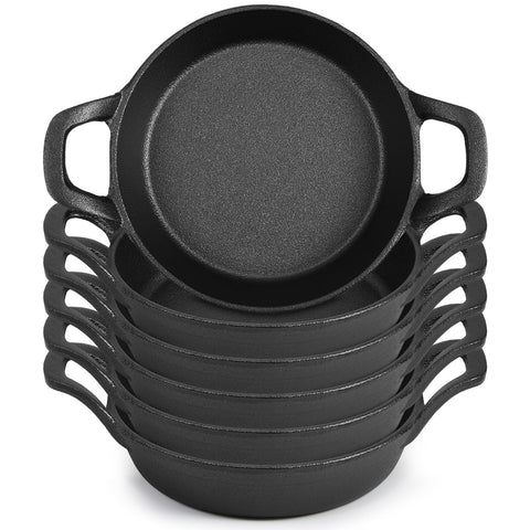 Sartén Ziliny mini de hierro forjado, juego de seis, perfecto para porciones pequeñas.