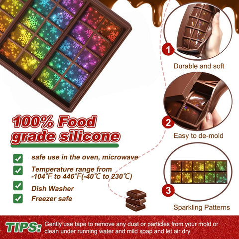 Ziliny molde chocolate holográfico copo de nieve, efecto visual deslumbrante.