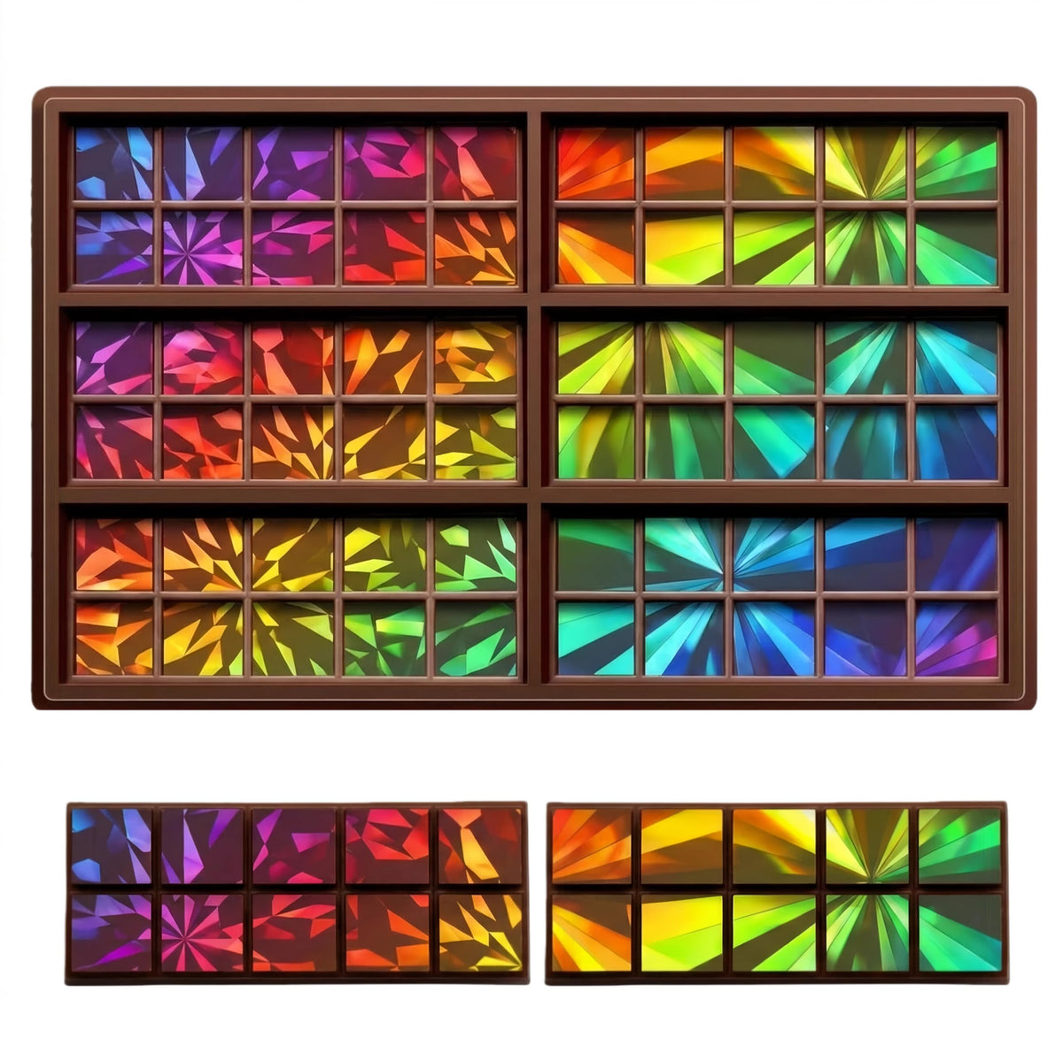 Ziliny molde de chocolate holográfico cuadrado, crea bombones grandes y vistosos.