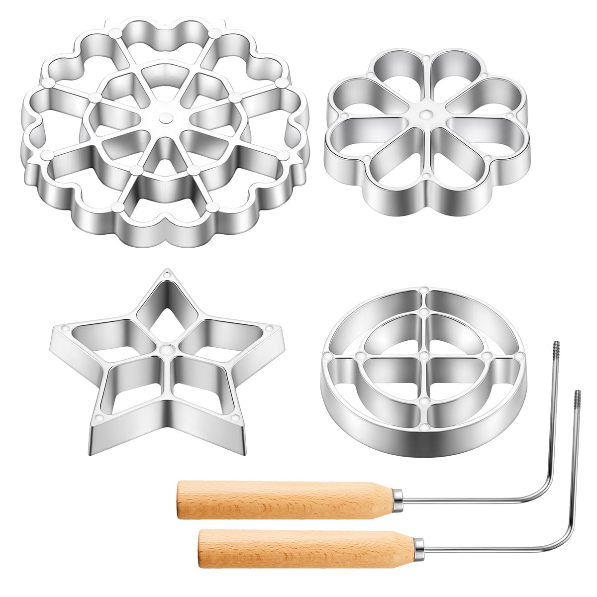 Ziliny molde rosette con mango de madera para manejo seguro al hornear buñuelos