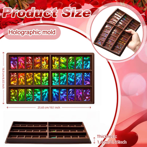 Ziliny molde silicona chocolate holográfico rectángulo para hacer chocolates grandes.