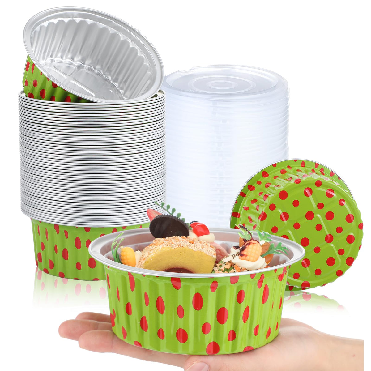 Ziliny: pan-navidad-580ml-verde-rojo-con-tapa, ideal para hornear y transportar porciones festivas.