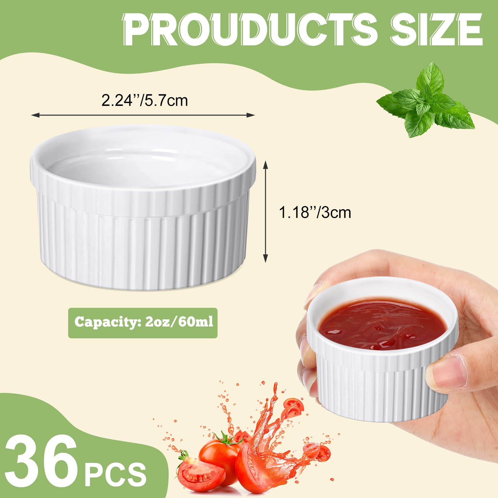 Ramequines Ziliny de cerámica blanca aptos para horno y lavavajillas para cocinar y servir.