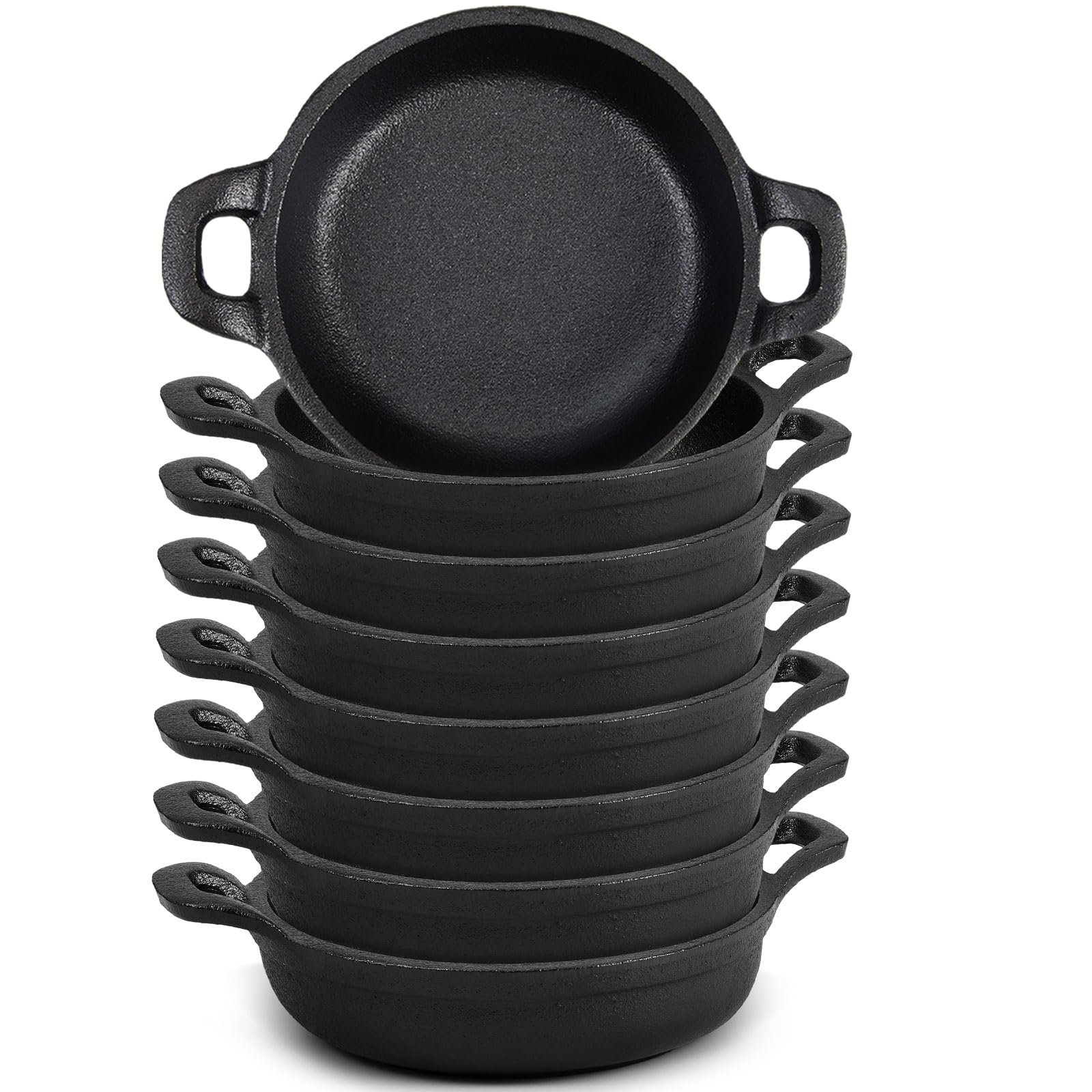 Sartenes mini Ziliny de hierro fundido, conjunto de ocho para porciones pequeñas.