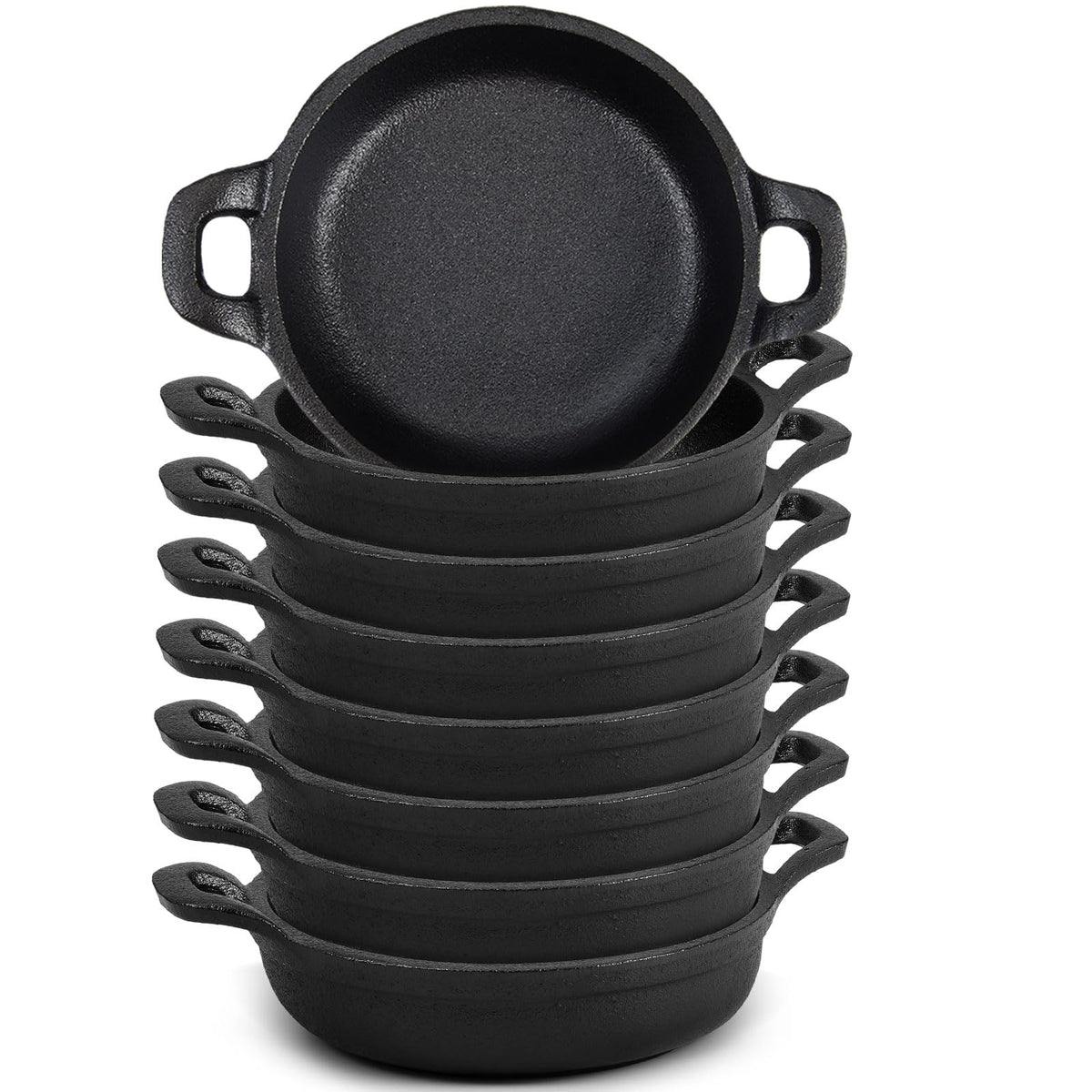 Sartenes mini Ziliny de hierro fundido, conjunto de ocho para porciones pequeñas.