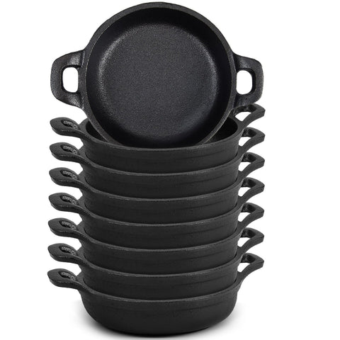 Sartenes mini Ziliny de hierro fundido, conjunto de ocho para porciones pequeñas.