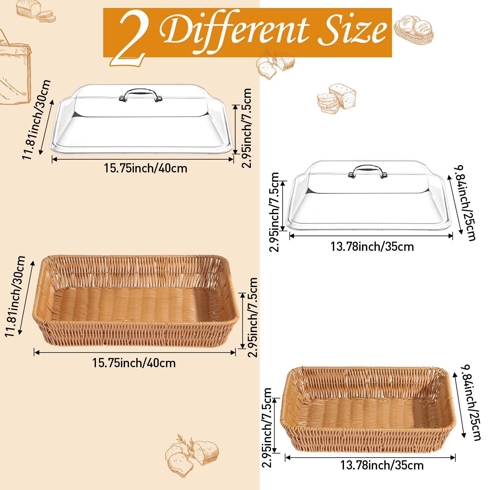 Cesta Ziliny para pan con tapa acrílica rectangular, segunda unidad para mayor comodidad.