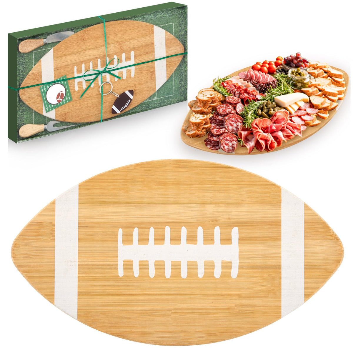 Tabla de cortar Ziliny con forma de fútbol, ideal para servir quesos y aperitivos en fiestas.