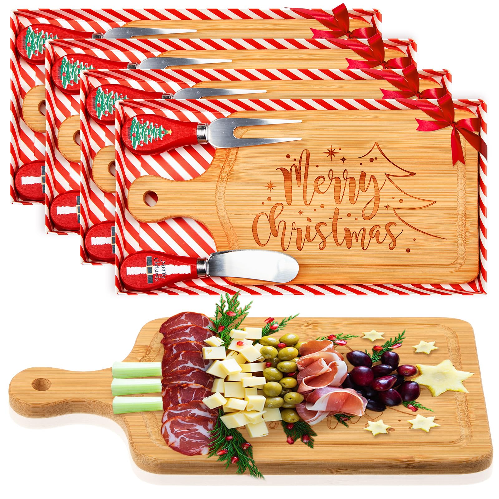 Ziliny tabla-queso-navidad-cuadrada: servicio elegante para aperitivos festivos.