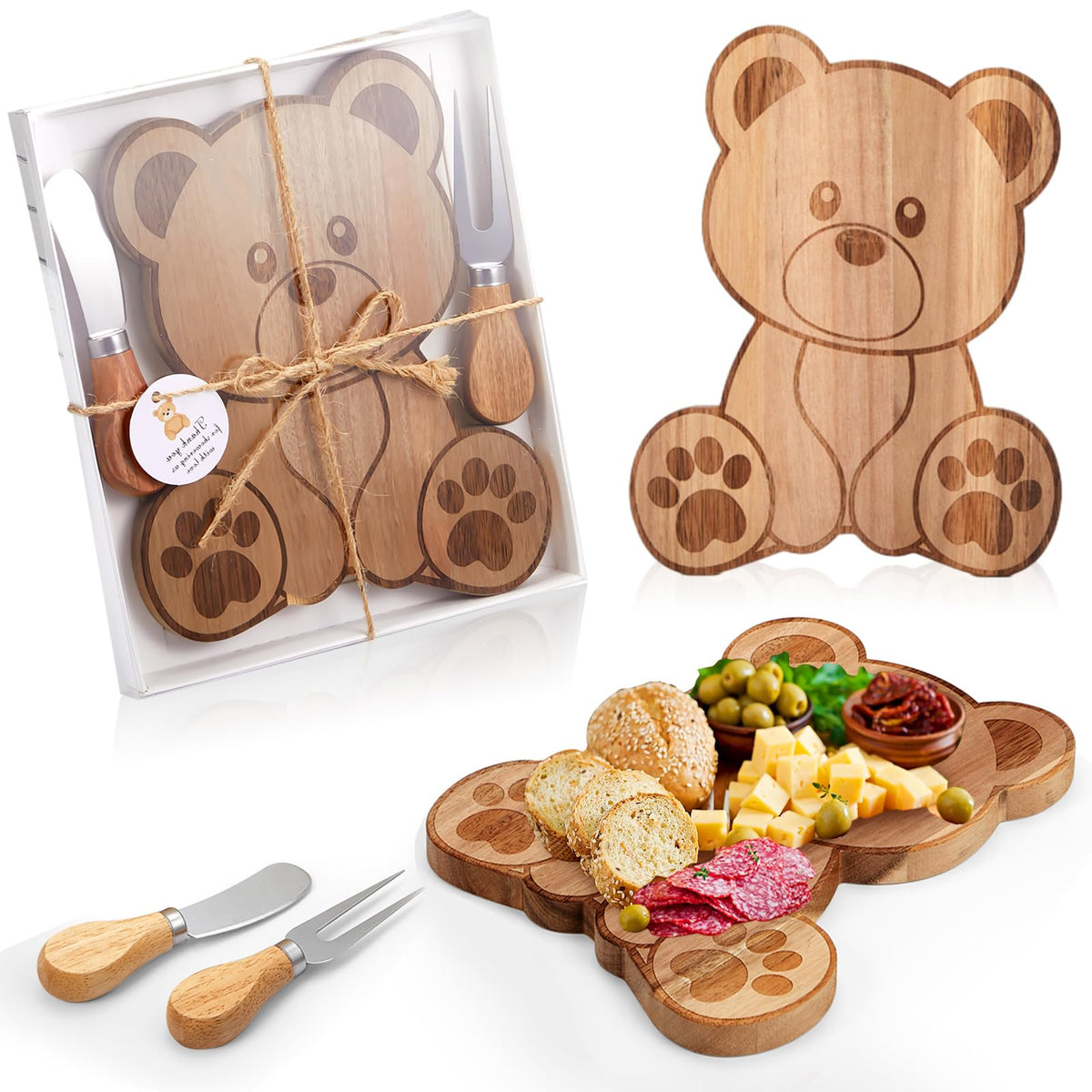 Ziliny tabla-quesos-oso, ideal para fiestas baby shower y degustaciones.