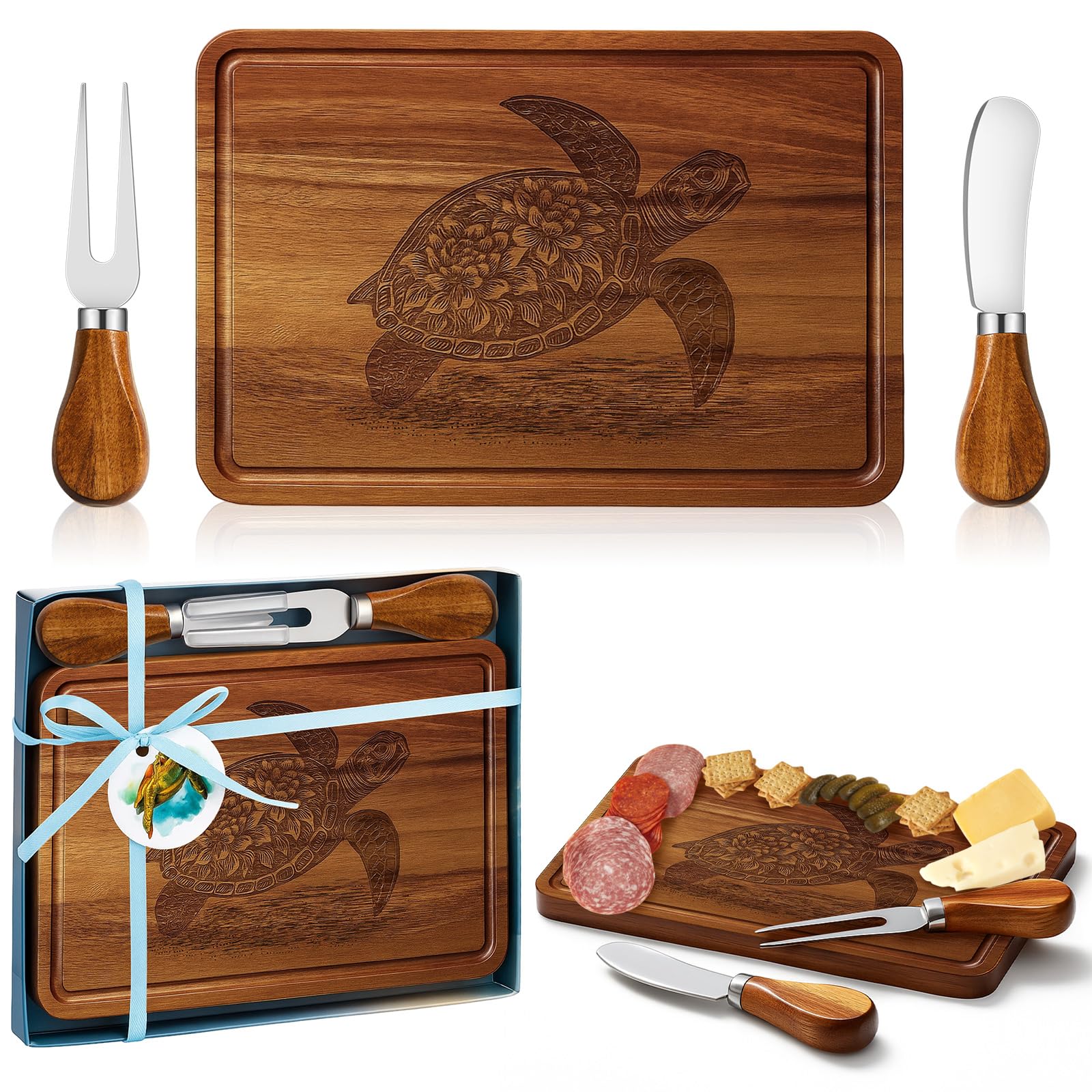 Tabla Ziliny para quesos en tortuga, ideal para aperitivos en fiestas.