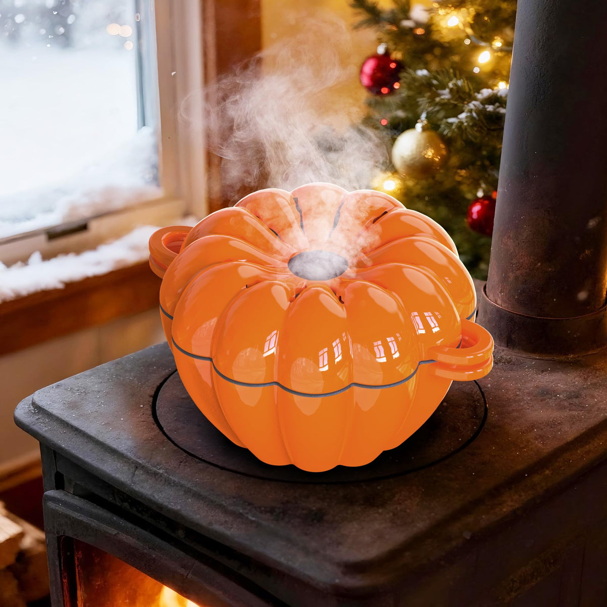 ZIMOMOTA humidificador para estufa de leña con calderín de hierro.