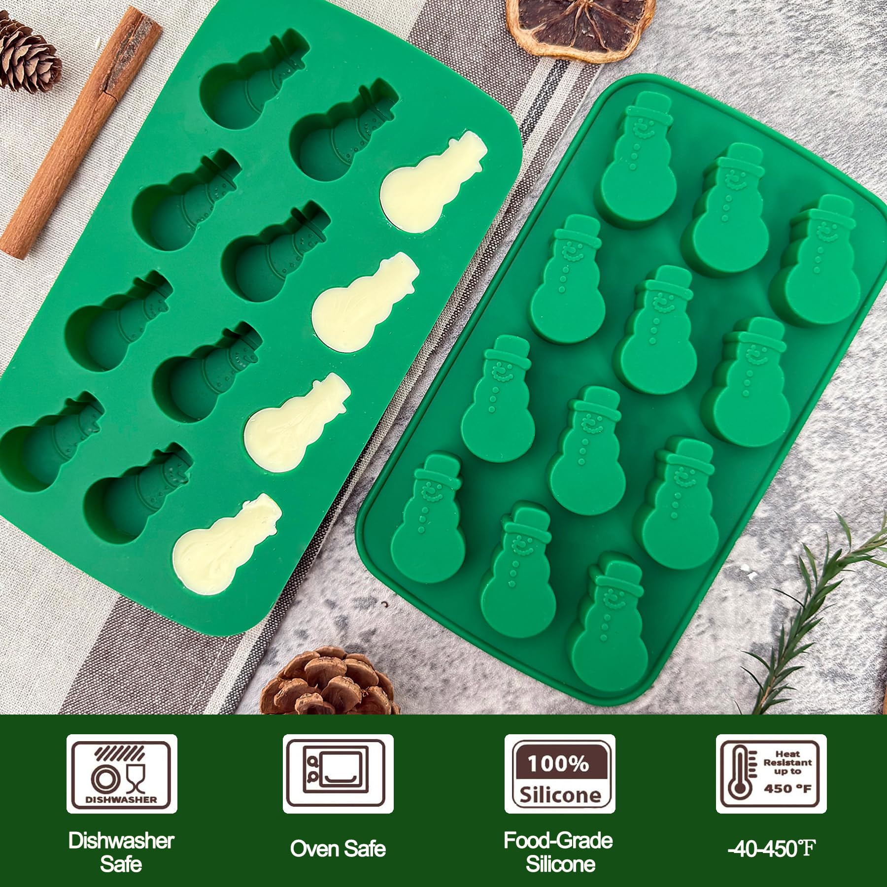 ZINDIACINE molde silicona navidad, adecuado para dulces y chocolate.