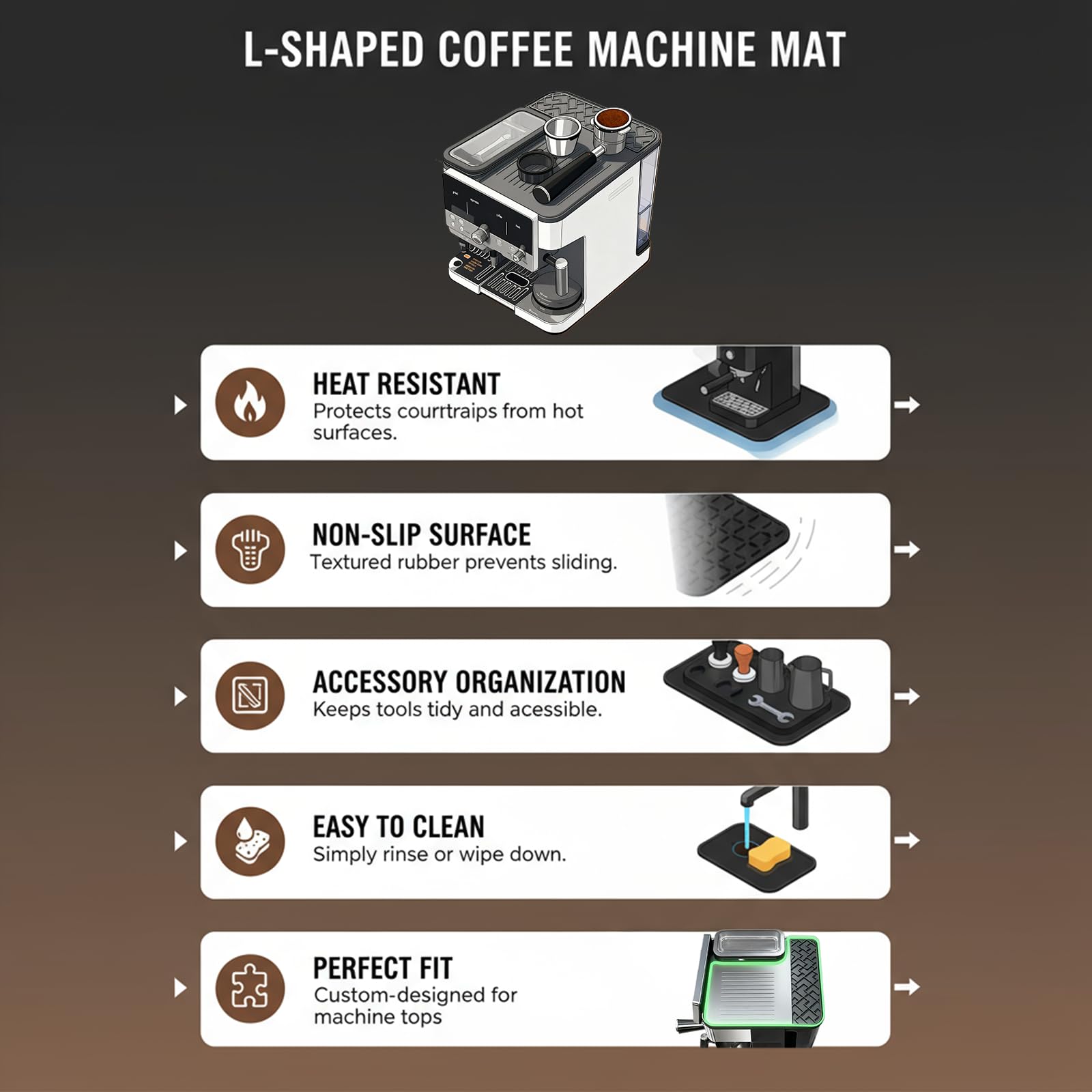 Zinkitool Silicona Mat Ninja ES601 organiza herramientas de barista en tu estación