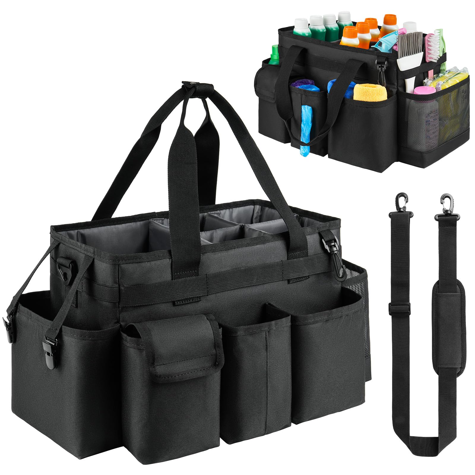 ZIOZERTT organizador de limpieza con asas, transporte cómodo y ordenado.