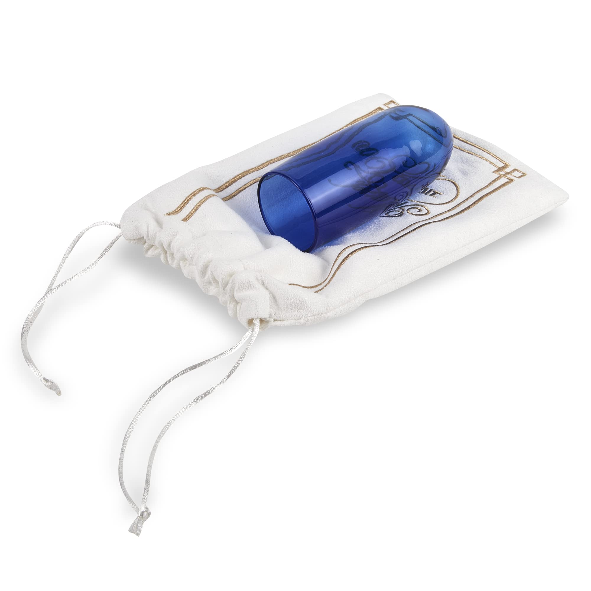 Bolsa de ante blanca con bordado Mazel Tov, protección elegante para la copa.