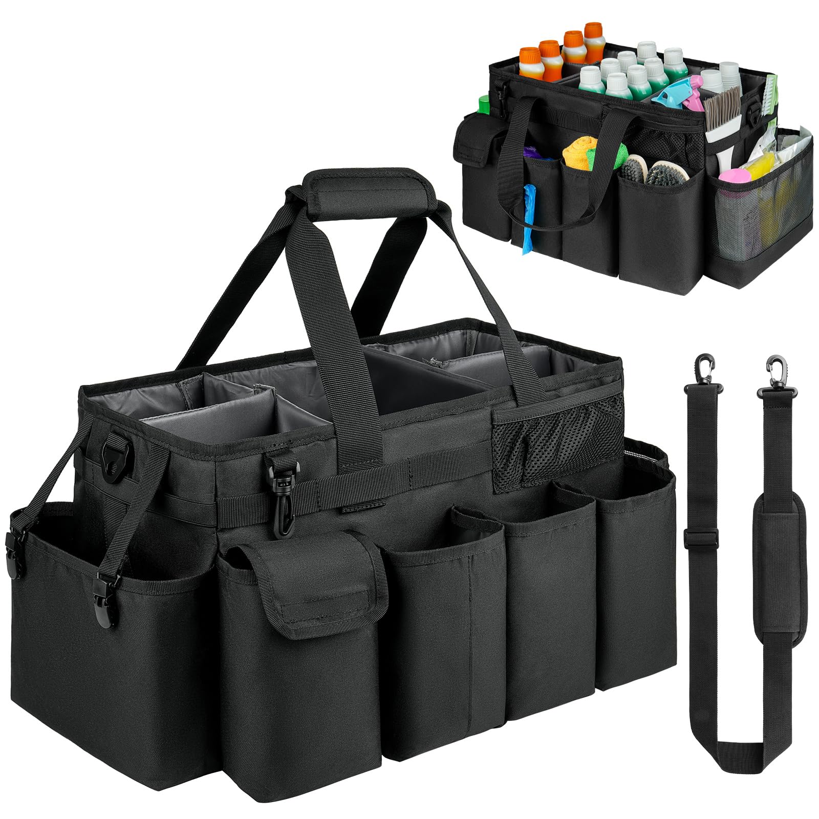 ZIOZERTT organizador de limpieza exterior con asas y correa ajustable para traslado cómodo