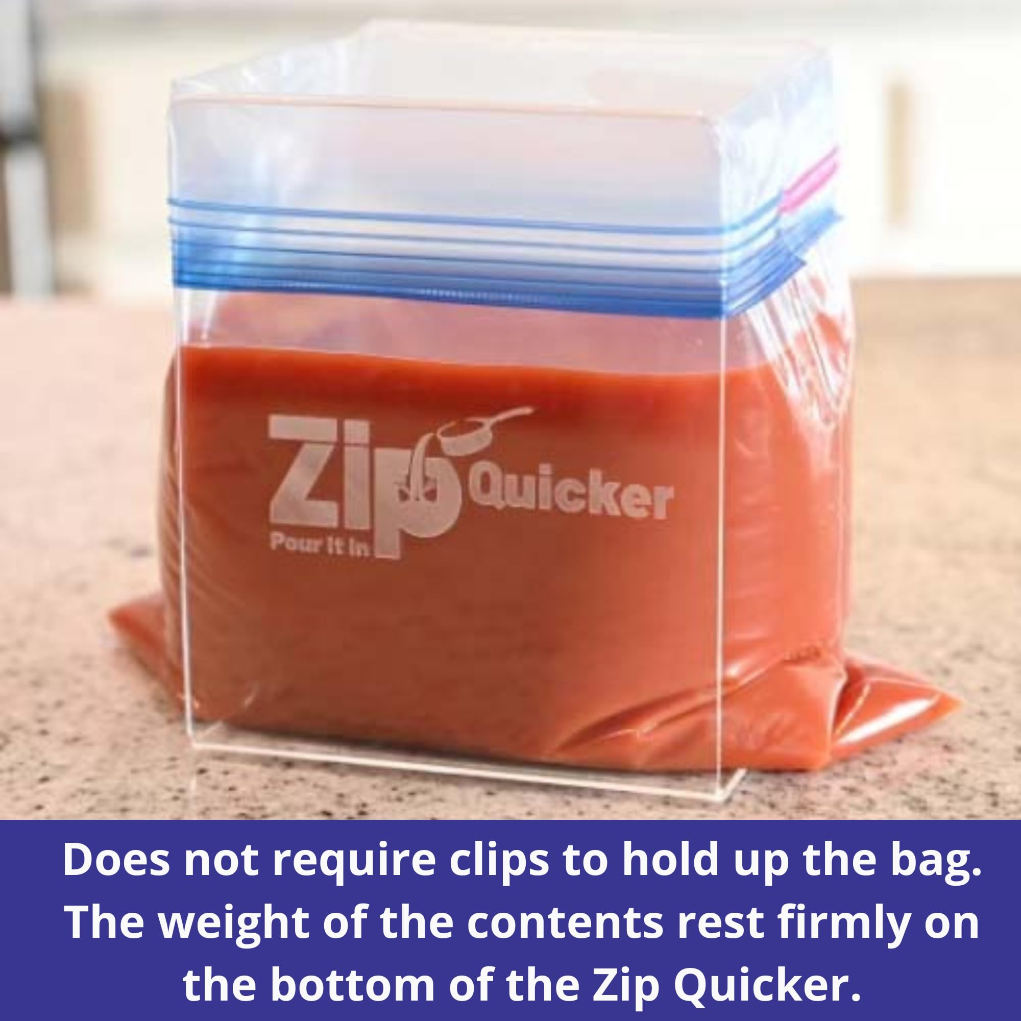 Con Zip Quicker, verter sobras es manos libres para una manipulación más suave.