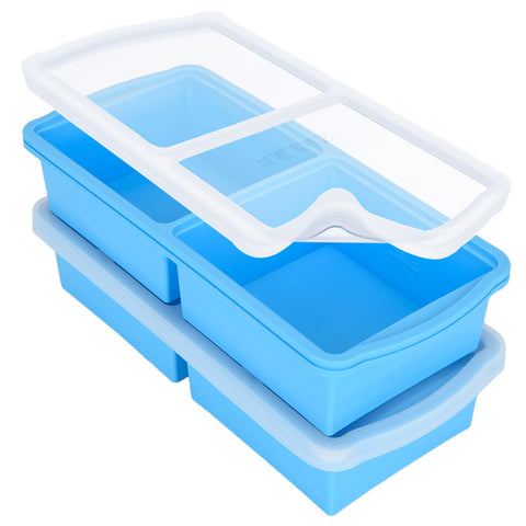 Bandeja ZIP STANDING de silicona con tapa para porciones de 2 tazas, control de porciones práctico.