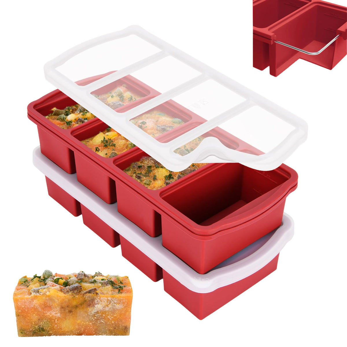 Bandeja ZIP STANDING para porciones de una taza con tapa y control de porciones.