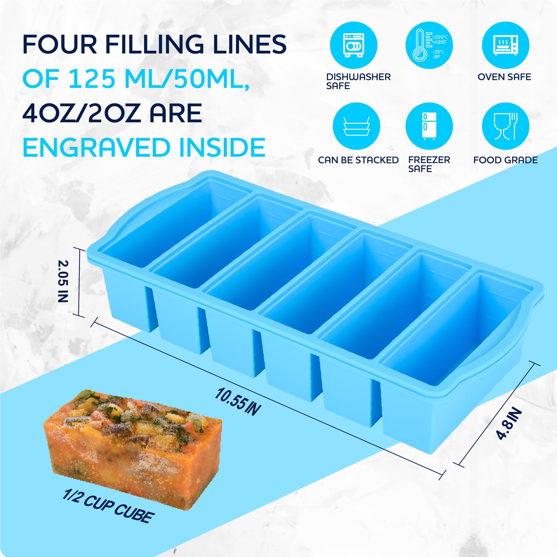 ZIP STANDING porciones media-taza para congelar, ideal para planes de comida