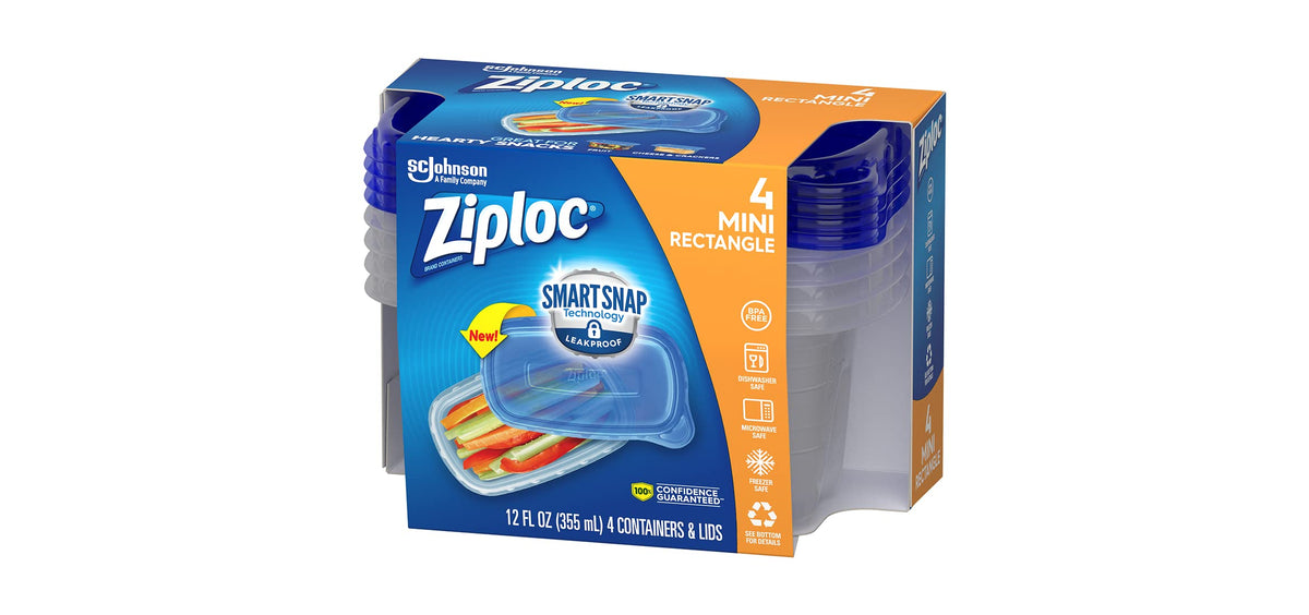Conjunto de contenedores Ziploc rectangulares medianos para sobras y porciones.