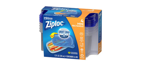 Conjunto de contenedores Ziploc rectangulares medianos para sobras y porciones.