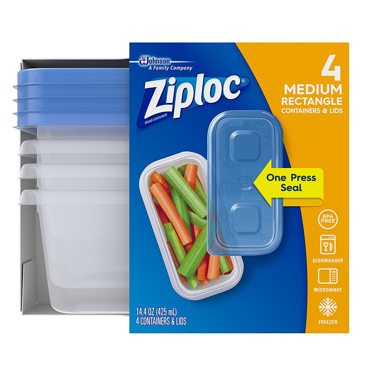 Conjunto de 4 contenedores Ziploc para meal prep enfocados en organización y frescura